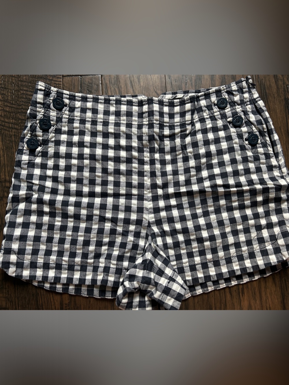 LOFT Black and White Gingham Sailor Shorts
